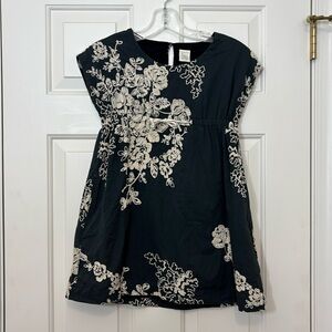 CREWCUTS  Mirabel Cotton Dress Navy/Gray with Ivory Embroidery & pockets Size 8